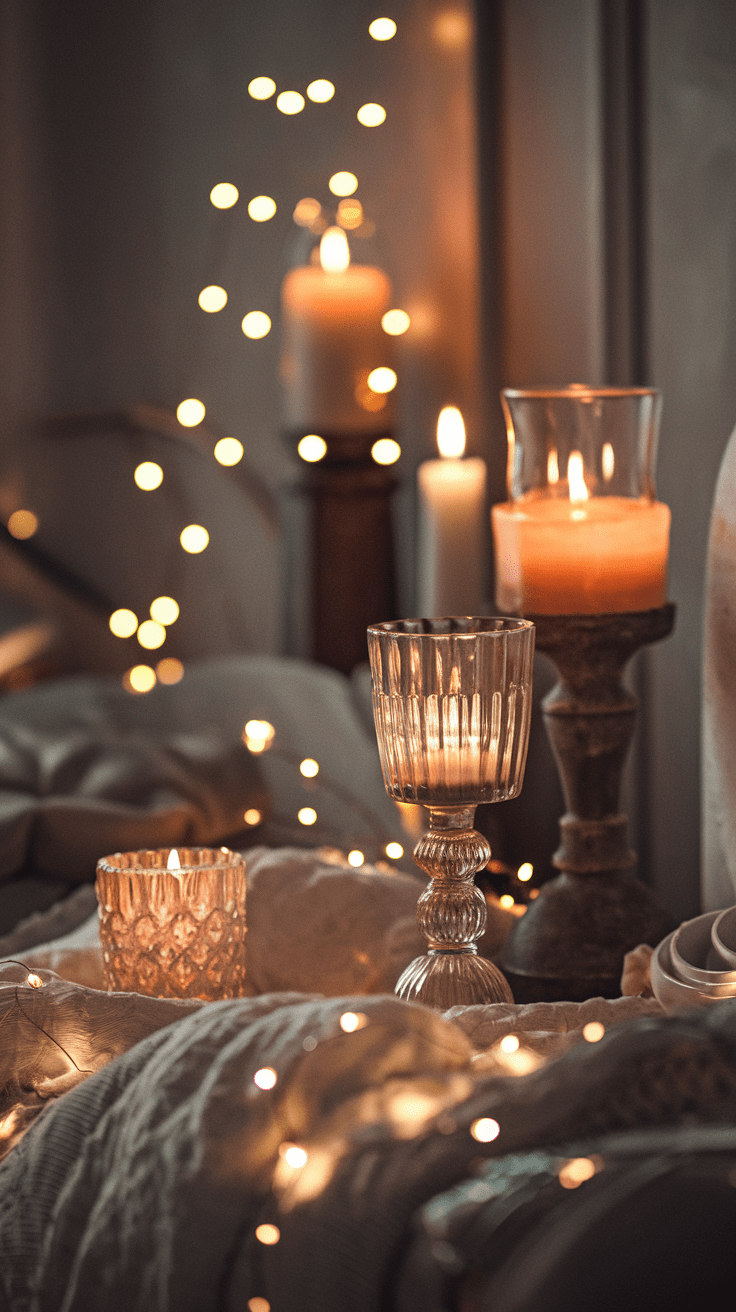 Du liegst im Bett und die sanfte Flamme der Kerzen flackert vor sich hin. Der Raum ist in ein warmes, goldenes Licht getaucht, das die alten Möbel und das sanfte Dekor noch romantischer wirken lässt. Die Welt draußen bleibt draußen, während du dich in der friedlichen, einladenden Stimmung deines Zimmers verlierst.