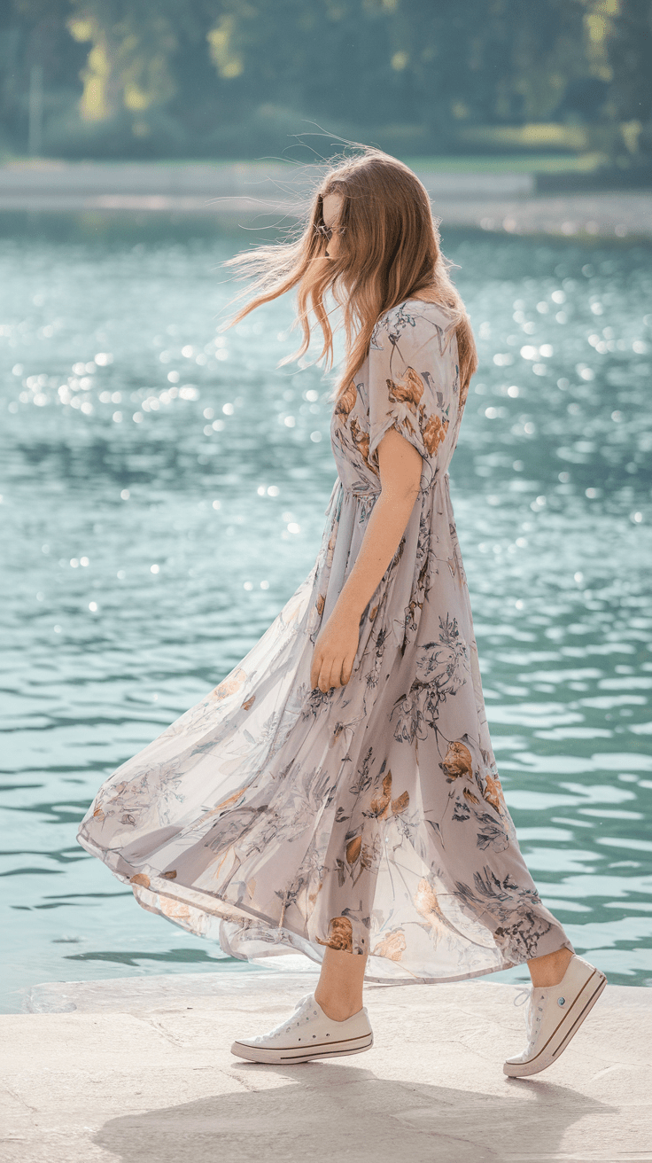 Ein warmer Sommertag, die Sonne kitzelt auf der Haut, und du schlenderst entspannt am See entlang. Dein Kleid tanzt im Wind, während du mit deinen Lieblingssongs im Ohr die Freiheit genießt.