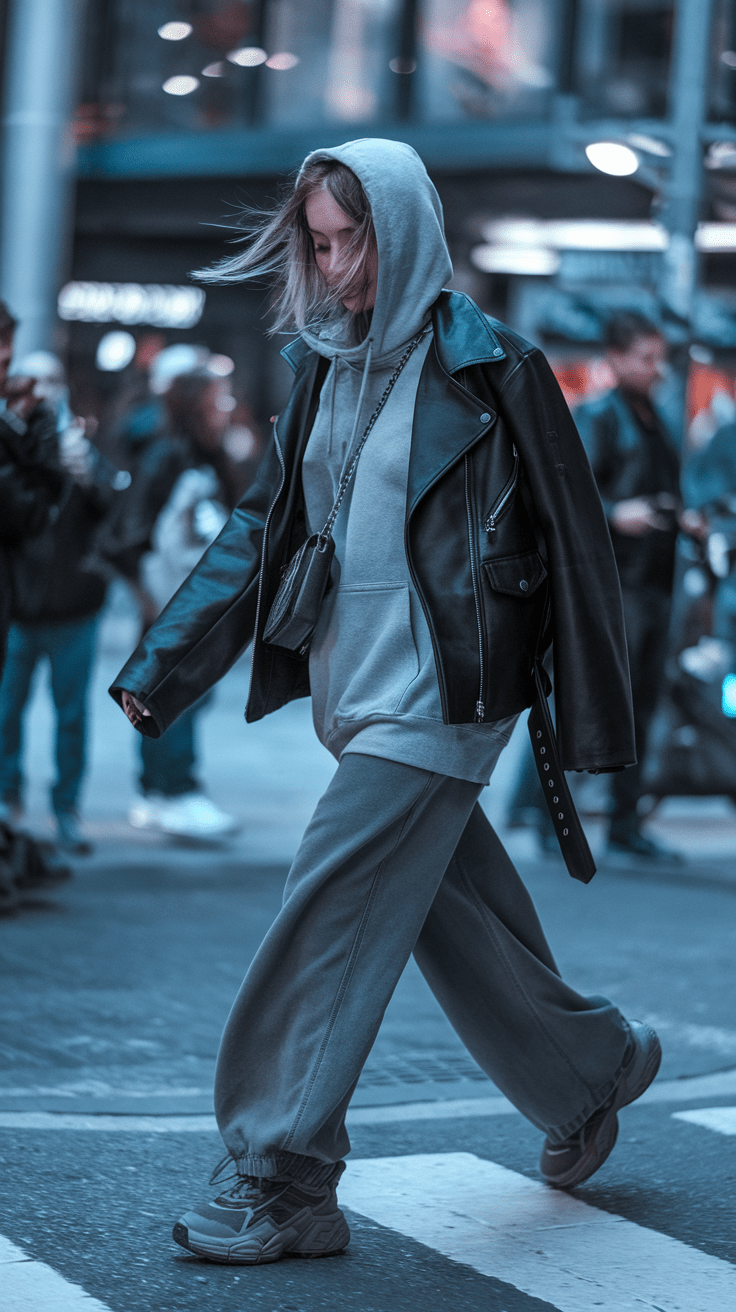 Du bist unterwegs zu einem Treffen mit Freunden, der Wind weht durch deine Haare, und die Lederjacke gibt dir das Gefühl, die Welt erobern zu können. Lässig, cool und doch zum Wohlfühlen!