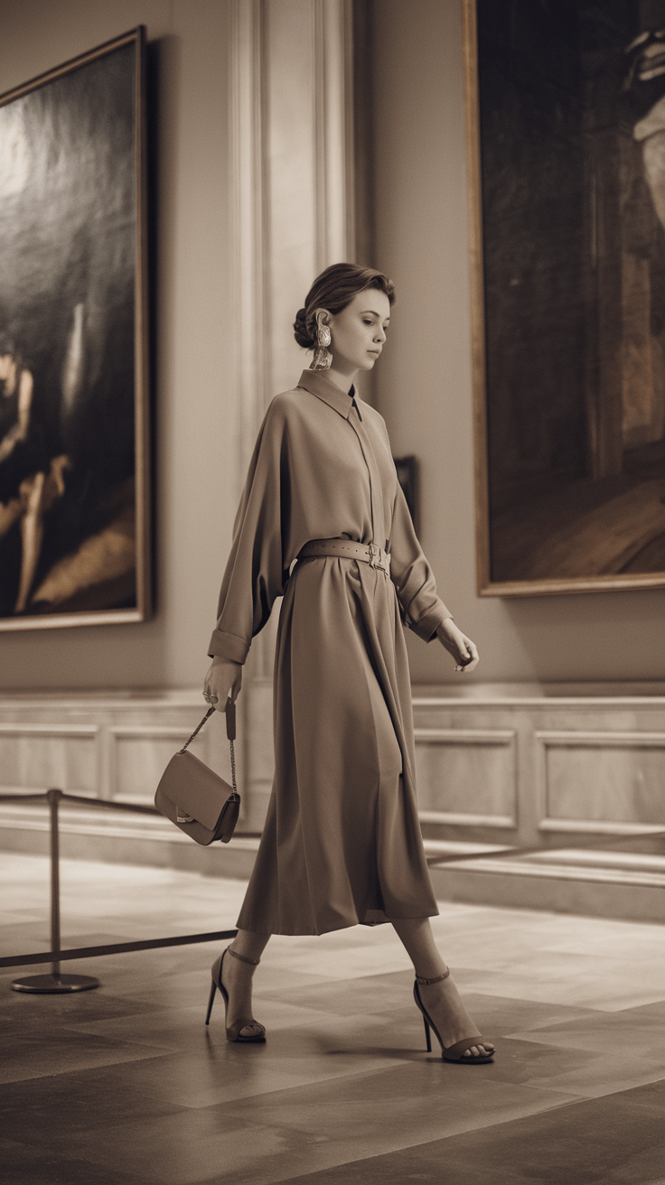 Ein Tag im Museum, du schlenderst durch die beeindruckenden Ausstellungen, und dein Kleid fällt locker um deine Hüften. Jeder Schritt wirkt leicht und elegant – ganz mühelos chic!