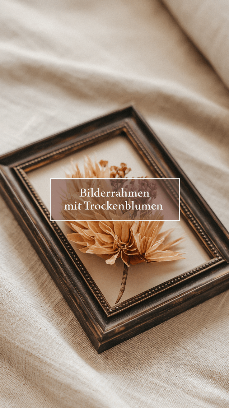 Bilderrahmen mit Trockenblumen-Arrangement