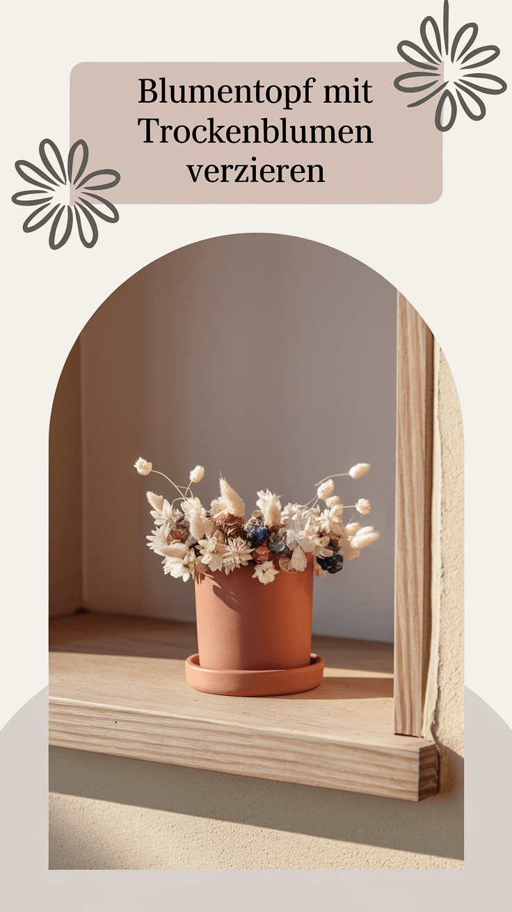 18. Blumentopf mit Trockenblumenrand