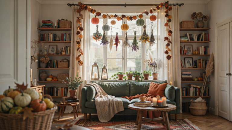 16 gemütliche Herbst Dekoration Fenster Ideen mit Wohlfühlfaktor