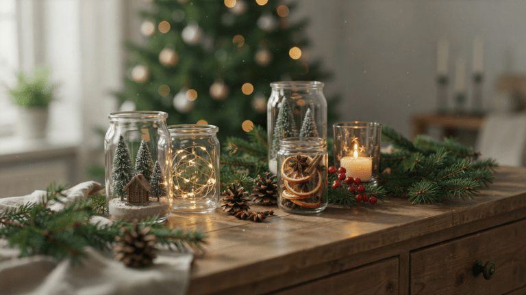 12 Gläser dekorieren Ideen zu Weihnachten mit festlichem Charme